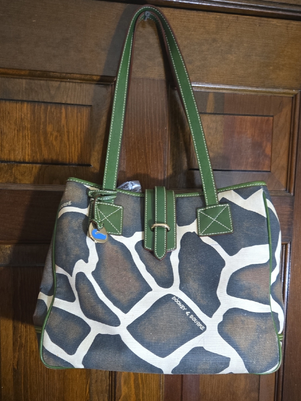 Dooney & Bourke Giraffe-Print Tote with Green Trim